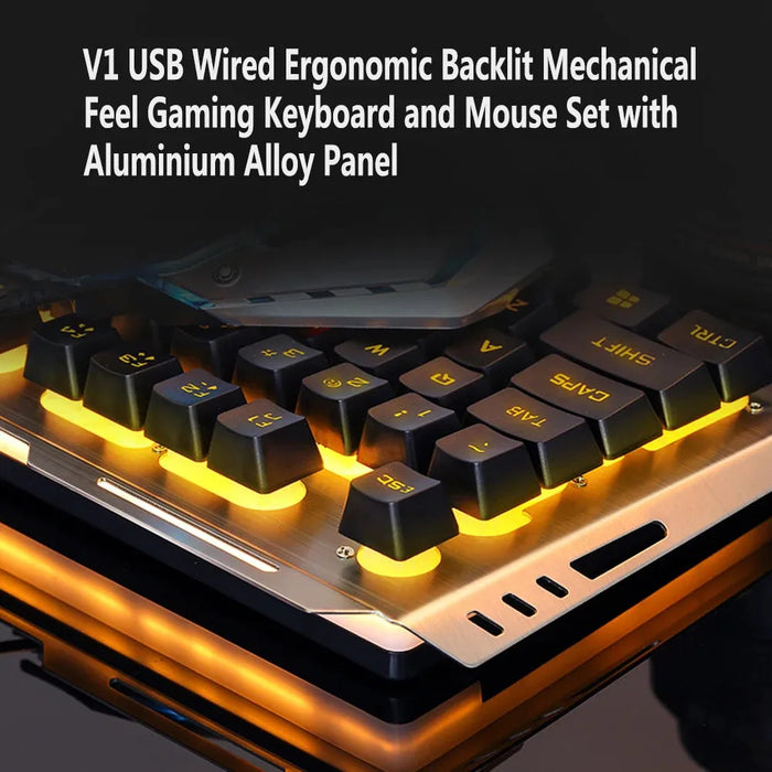 Mechanical Keyboard Gaming Keyboard Wired Game Mouse USB Gamer Keyboard RGB Light Backlit for Computer PC Laptop and Mouse Set