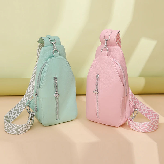 Women's Chest Bags Pure ColorPU leather Female Crossbody Bags Fashion Sports Shoulder Bag Casual Female Sling Waist Chest Pack