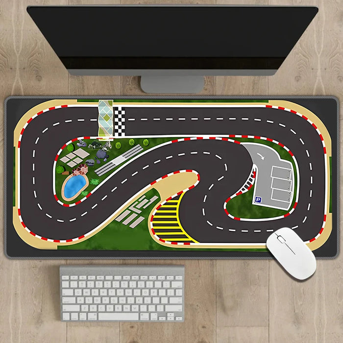 Multipurpose Non-Slip Rubber Mouse Pad 300x700mm - Traffic Simulation Design, 2mm Thick Desk Mat