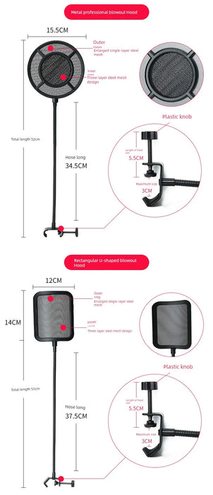 Oute Sound Anchor Microphone Anti-Spray Net Special for Recording Studio Condenser Microphone Karaoke Metal Spray-Proof Microphone Cover