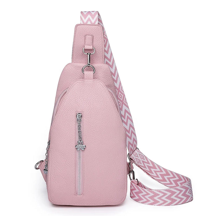 Women's Chest Bags Pure ColorPU leather Female Crossbody Bags Fashion Sports Shoulder Bag Casual Female Sling Waist Chest Pack