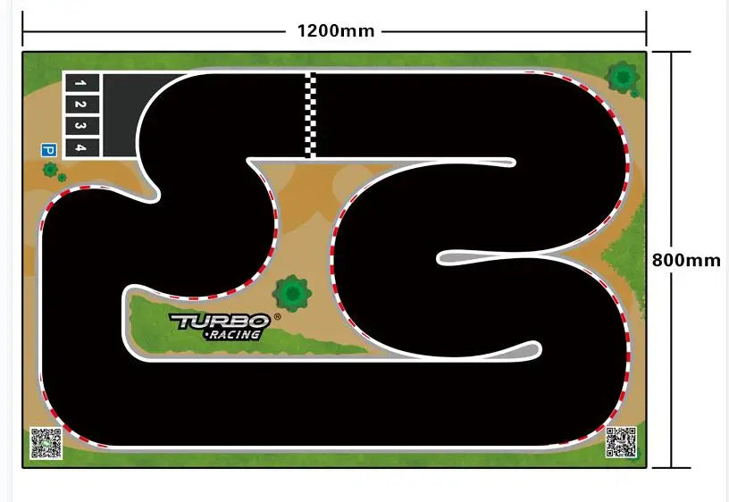 Portable Turbo Racing Rubber Track Mat for 1:76 RC Cars - Multiple Sizes Available