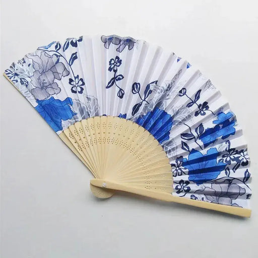 Elegant Floral Bamboo Hand Fan - Foldable Cloth Accessory for Weddings, Parties, and Dance Performances Elegant Floral Bamboo Hand Fan - Foldable Cloth Accessory for   Lacatang Shop Lacatang Shop 