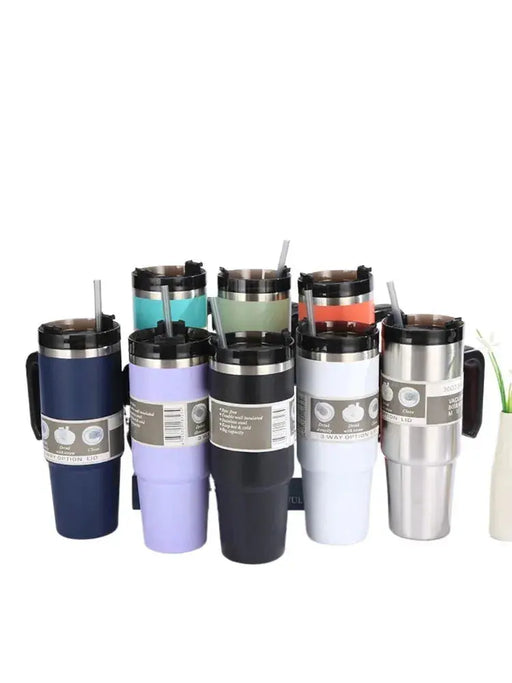 30/oz Stainless Steel Vacuum Insulated Tumbler with Lid Thermal Coffee Car Cup Travel Mug Medium capacitywith Handle Straw Mug 30/oz Stainless Steel Vacuum Insulated Tumbler with Lid Thermal Coffee   Lacatang Shop Lacatang Shop 