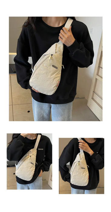 2024 New Fashion Trend Crossbody Chest Bag Simple Lightweight Versatile Handbag Outdoor Sports Style Mobile Phone Small Bag