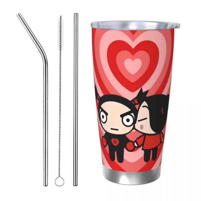 Cute Cartoon Pucca 20oz Stainless Steel Insulated Thermal Coffee Car Cup Cold Hot Mugs Vacuum Flask Cute Cartoon Pucca 20oz Stainless Steel Insulated Coffee Mug Flask  Lacatang Shop Lacatang Shop 