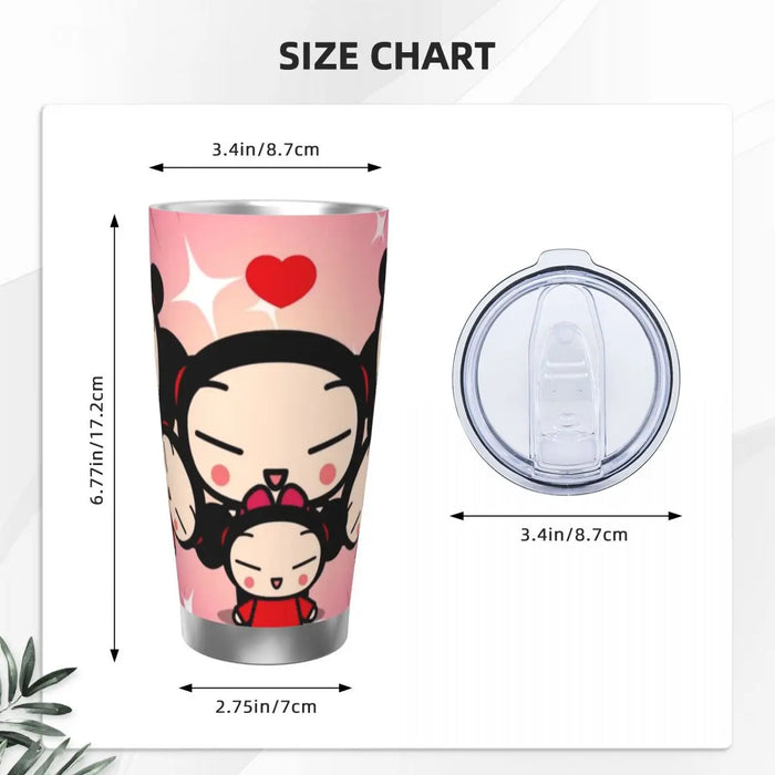 Cute Cartoon Pucca 20oz Stainless Steel Insulated Thermal Coffee Car Cup Cold Hot Mugs Vacuum Flask Cute Cartoon Pucca 20oz Insulated Thermal Coffee Car Cup Mugs  Lacatang Shop Lacatang Shop 