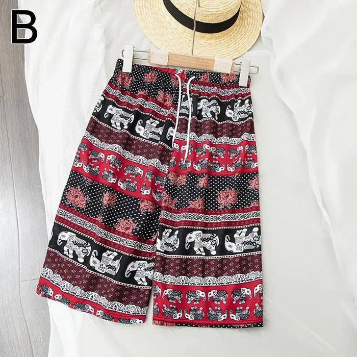 Beach Shorts For Women Men Summer Boho Festival Elephant Pattern Short Pants Baggy Hippie Bohemian Travel Clothes M8I9