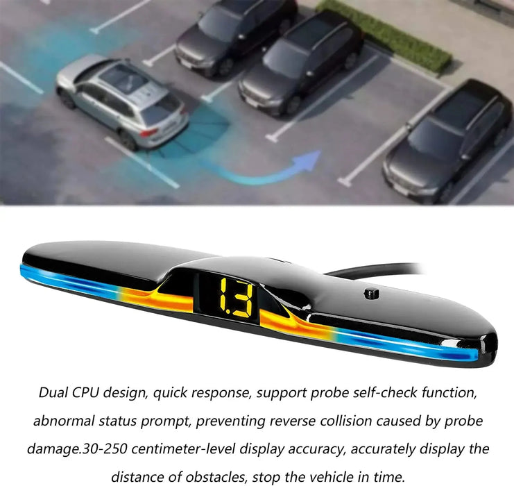 New LED Parking Sensor System Backlight Parktronic Monitor Display Kit Backup Detector Assistant 4 Probes