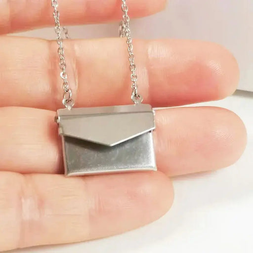 1pc Tiny Handbag Shape Photo Frame Stainless Steel Charms Floating Envelope Locket Necklaces Women Men Lover Memorial Jewelry Lacatang Shop