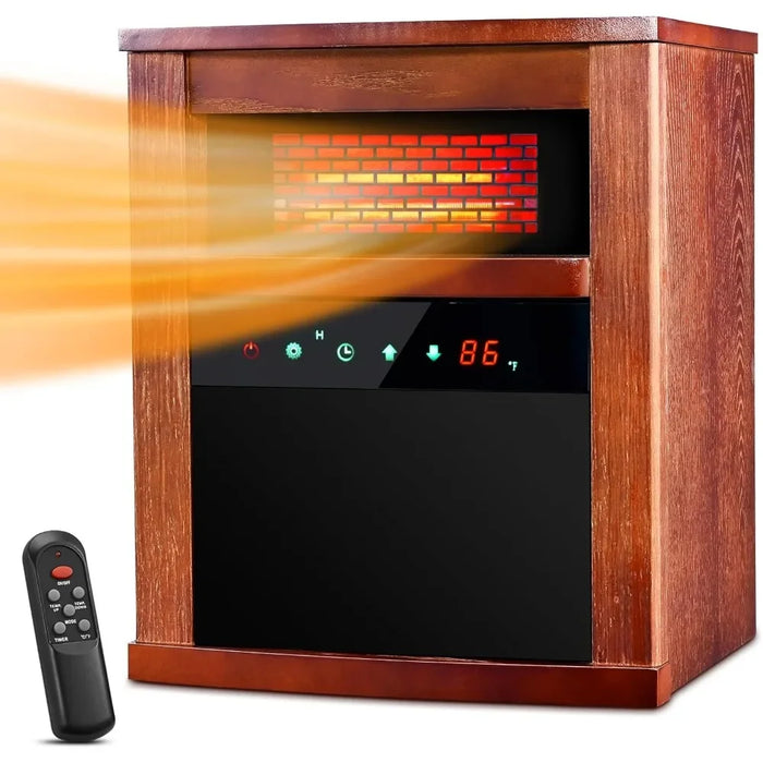 Air Selection Electric Space Heater, 1500W Infrared Heater, with 3 Heating Modes, Thermostat, Remote Control, and 12 Hour Timer