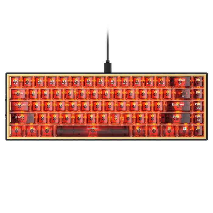 68 Keys Hot Swappable Transparent Gaming Keyboard RGB Backlit Outemu Gateron Cherry Axis Red Switch Wireless Mechanical Keyboard