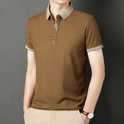 Men's Solid Color Casual Fashion Short Sleeve Polo Shirt Summer Comfortable Top for Business And Leisure Men's Casual Solid Color Short Sleeve Polo Shirt - Stylish Summer Top  Lacatang Shop Lacatang Shop 