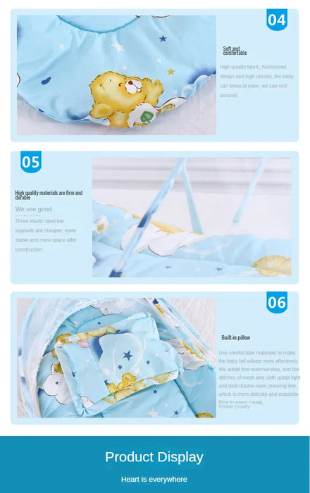 Portable Bionic Travel Crib for Newborns - Foldable Pressure-Proof Middle Bed