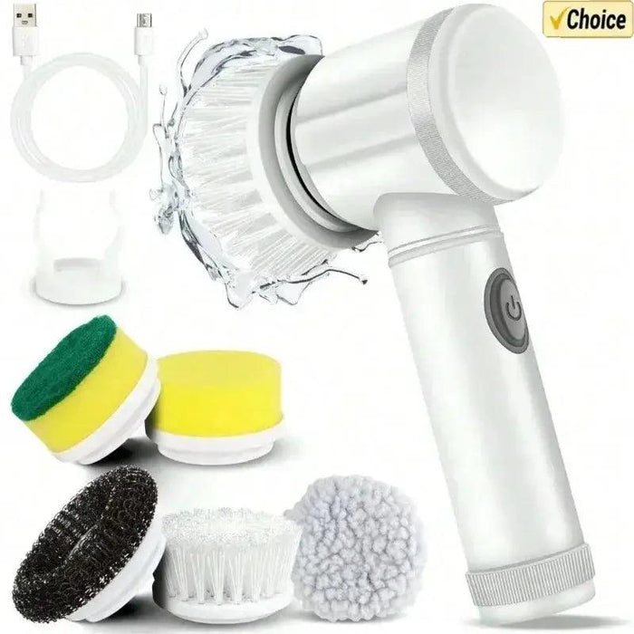 New Power Scrubber 5 Replaceable Brush Heads Electric Spin Scrubber Bathroom Cleaning Brush Power Scrubber Electric Brush Home Electric Spin Scrubber - 5 Replaceable Brush Heads  Lacatang Shop Lacatang Shop 