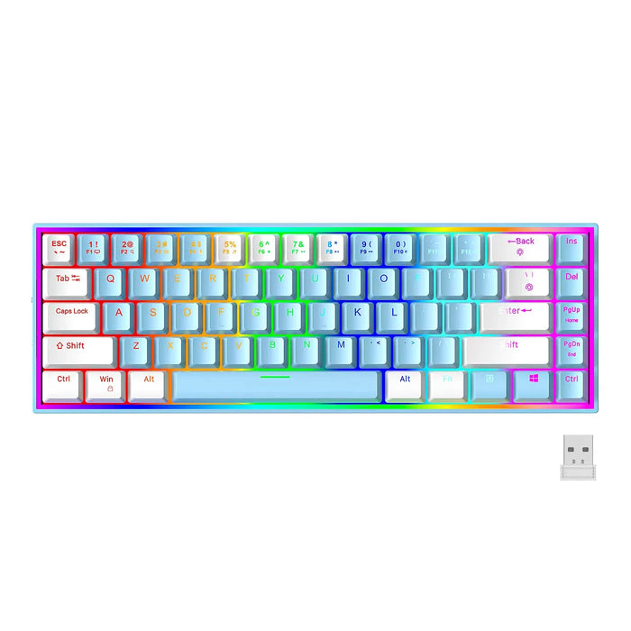 68 Keys Hot Swappable Transparent Gaming Keyboard RGB Backlit Outemu Gateron Cherry Axis Red Switch Wireless Mechanical Keyboard