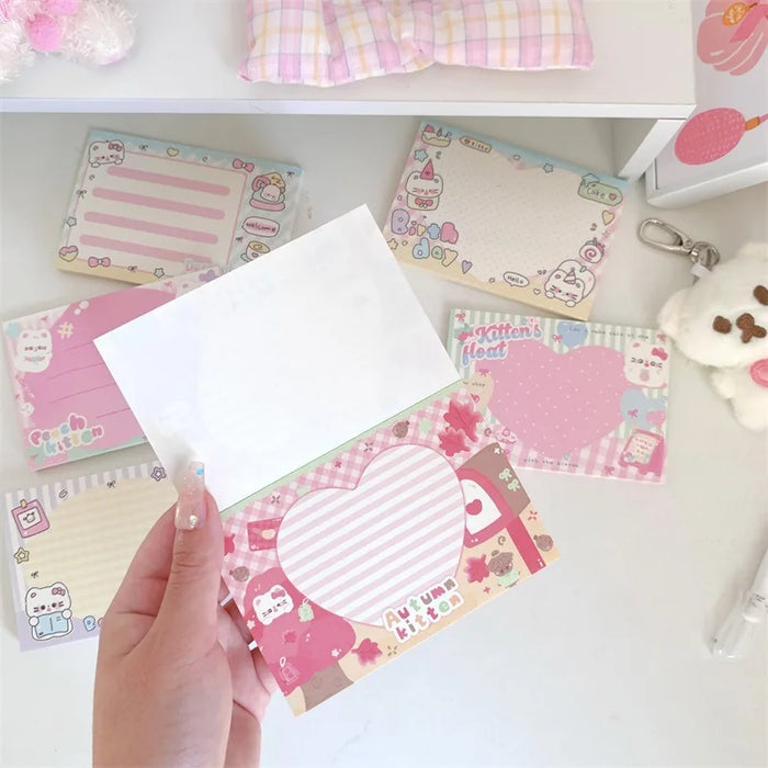 Adorable Cat Memo Pad for Scrapbooking - Kawaii Non-Sticky Notes for School and Diaries