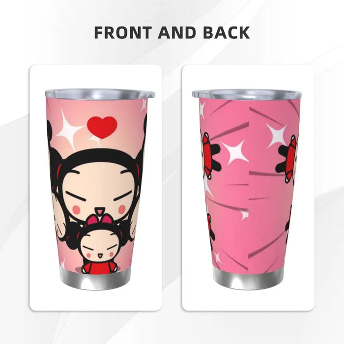 Cute Cartoon Pucca 20oz Stainless Steel Insulated Thermal Coffee Car Cup Cold Hot Mugs Vacuum Flask Cute Cartoon Pucca 20oz Insulated Thermal Coffee Car Cup Mugs  Lacatang Shop Lacatang Shop 