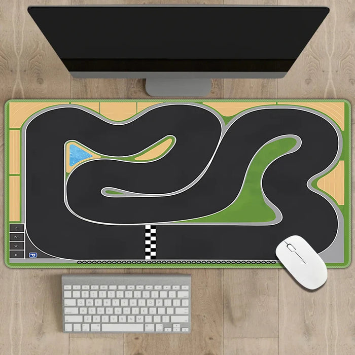 Multipurpose 2mm Thick Rubber Mouse Pad 300x700mm with Non-Slip Traffic Simulation Design for Desk Use