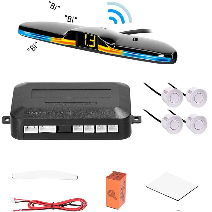 New LED Parking Sensor System Backlight Parktronic Monitor Display Kit Backup Detector Assistant 4 Probes