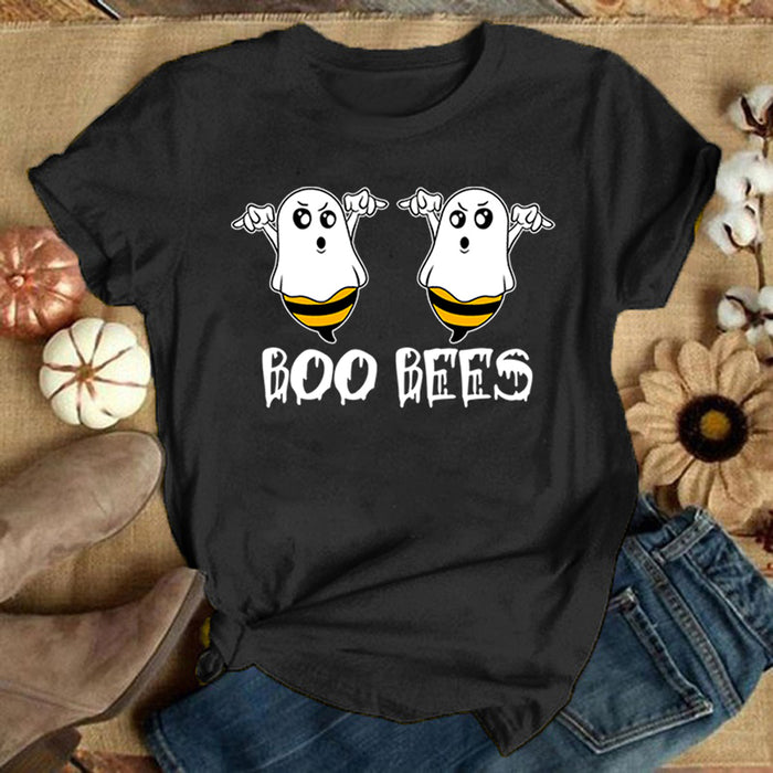 Funny Boo Bees Graphic Tee - Summer Casual Short Sleeve T-Shirt for Women