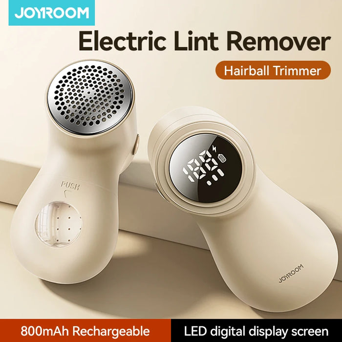 Joyroom Electric Lint Remover for Clothing Portable Hair Ball Trimmer Rechargeable Fabric Shaver 3-Speeds with Digital Display