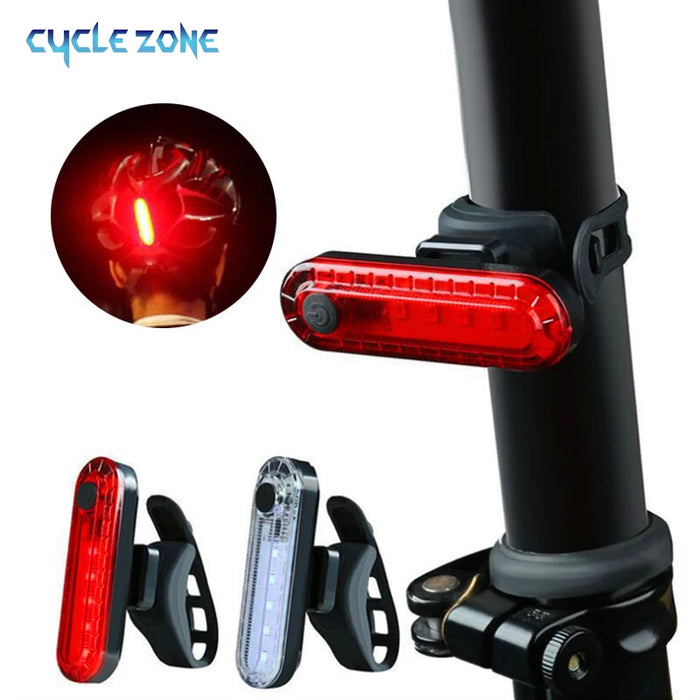 USB Rechargeable Red LED Bicycle Tail Light - Ultra Bright Rear Bike Safety Light for Night Riding with 4 Lighting Modes