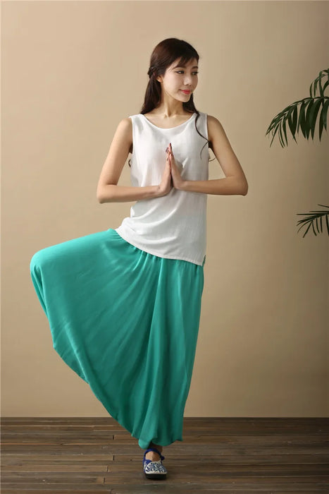 2024 Spring Women Casual Loose Harem Pants Solid Elastic Waist Summer Wide Leg Pants Plus size Cotton linen Trousers 4XL 5XL