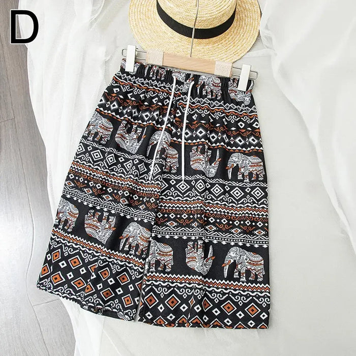 Beach Shorts For Women Men Summer Boho Festival Elephant Pattern Short Pants Baggy Hippie Bohemian Travel Clothes M8I9