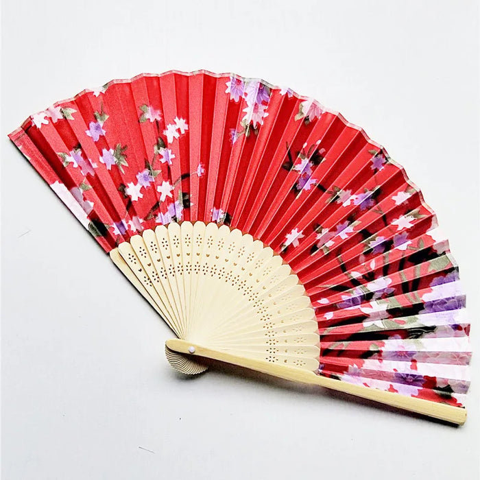 Elegant Handcrafted Foldable Cloth Fans with Bamboo Ribs - Floral Design for Weddings, Parties, and Performance Decor