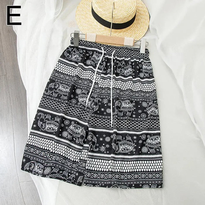 Beach Shorts For Women Men Summer Boho Festival Elephant Pattern Short Pants Baggy Hippie Bohemian Travel Clothes M8I9