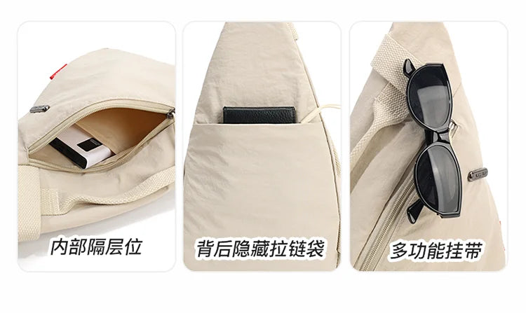 Nylon Zipper 2024 Hot Selling Waist Packs Solid Color Versatile Casual Chest Bag Soft Neutral Style Designer Crossbody Bag