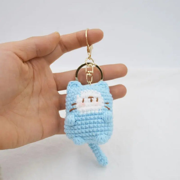 Cute Cat Crochet Keychains Knitting Cartoon Cat Doll Keyrings For Car Keys Kawaii Small Cat Knitted Keychain For Bag Pendant New