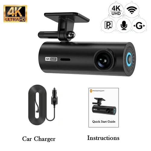 4K Car Dash Cam DVR Recorder Auto Recorder APP Control Black Box WIth - Lacatang Shop