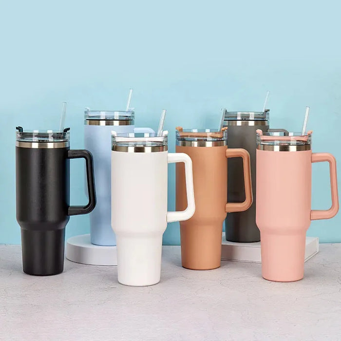 40oz Stainless Steel Insulated Water Bottle With Handle Drinking Cups Keeps Cold Tumbler With Lid Straw Mug for Summer Outdoor