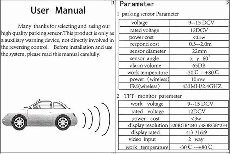 Koorinwoo 4 Sensors Buzzer 22mm Car Parking Sensor Kit Reverse Backup Radar Sound Alert Indicator Probe System 12V Parktronic