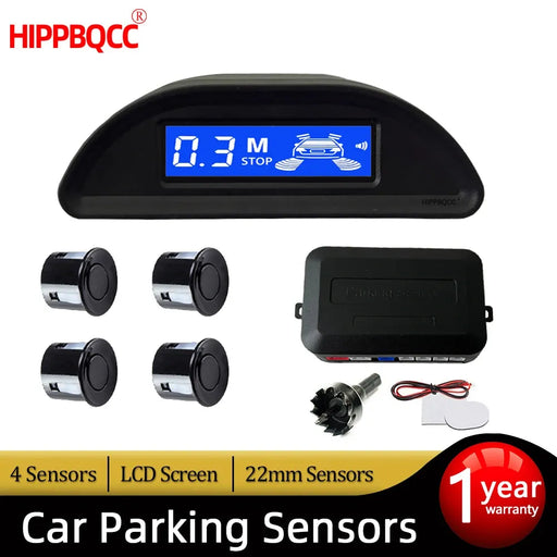 HIPPBQCC Parking Sensor For Car With Auto Parktronic Reverse LED Monitor 4 Sensors Radar Detector System Backlight Display HIPPBQCC Auto Parktronic Parking Sensor System with LED Monitor  Lacatang Shop Lacatang Shop 