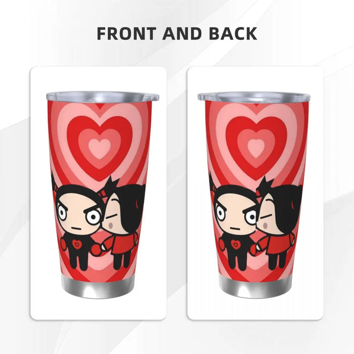 Cute Cartoon Pucca 20oz Stainless Steel Insulated Thermal Coffee Car Cup Cold Hot Mugs Vacuum Flask Cute Cartoon Pucca 20oz Stainless Steel Insulated Coffee Mug Flask  Lacatang Shop Lacatang Shop 