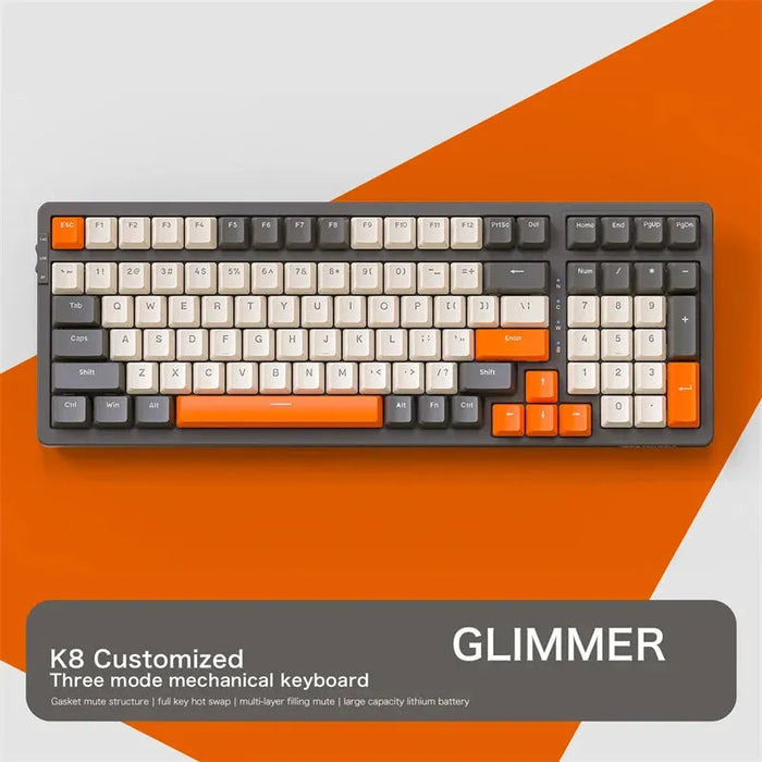 K8 Gamerwireless Keyboard Bluetooth 2.4Ghz Type-C Wired Tri-Mode Mechanical Keyboard Hot Swap 100 Keys Rgb Backlit Gaming Keypad