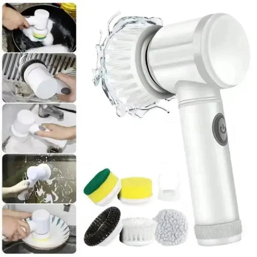 New Electric Spin Scrubber,Bathroom Cleaning Brush Power Scrubber with 5 Replaceable Brush Heads, 5 in 1 Electric Cleaning Brush - Lacatang Shop