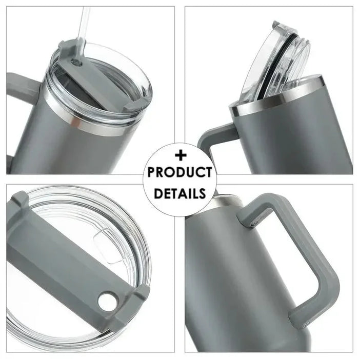 40oz Stainless Steel Insulated Hot Travel Mugs Water Bottle Thermal Vacuum Coffee Car Cup Cold Flask with Handle Straw