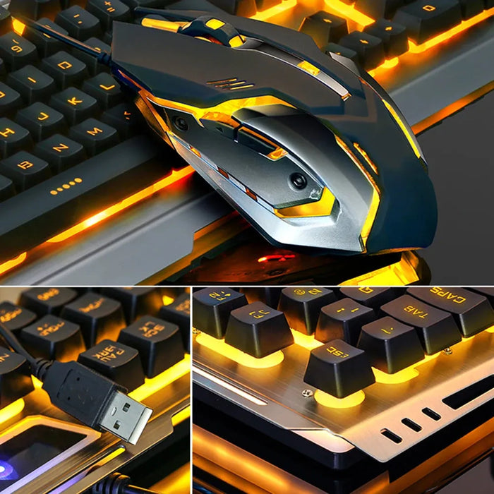 Mechanical Keyboard Gaming Keyboard Wired Game Mouse USB Gamer Keyboard RGB Light Backlit for Computer PC Laptop and Mouse Set RGB Gaming Keyboard & Mouse Set: Wired Mechanical USB for PC  Lacatang Shop Lacatang Shop 