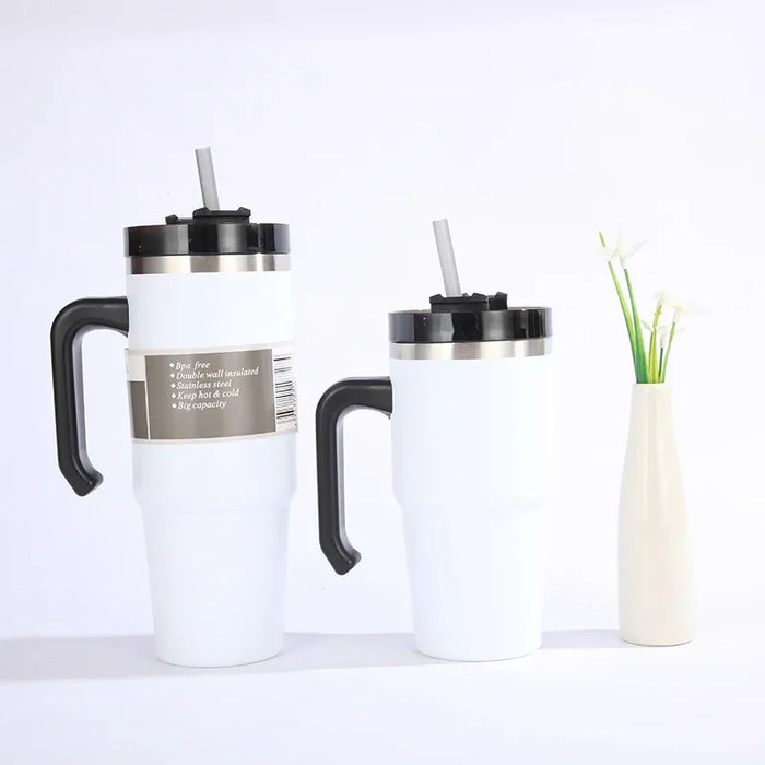 30/oz Stainless Steel Vacuum Insulated Tumbler with Lid Thermal Coffee Car Cup Travel Mug Medium capacitywith Handle Straw Mug