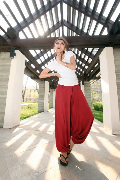 2024 Spring Women Casual Loose Harem Pants Solid Elastic Waist Summer Wide Leg Pants Plus size Cotton linen Trousers 4XL 5XL