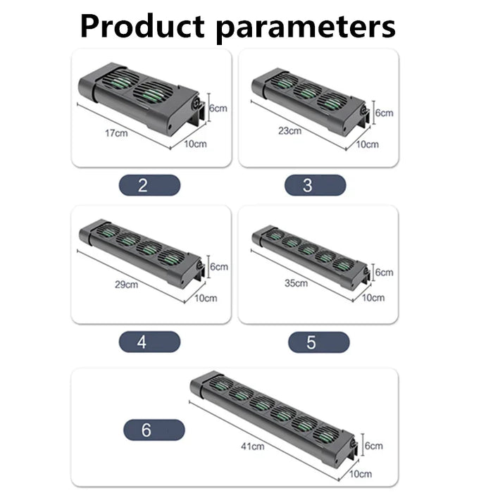 Aquarium Cooling Fan System for Fish Tanks - Adjustable Temperature Control with 2/3/4/5 Fan Options for Marine and Pond Use