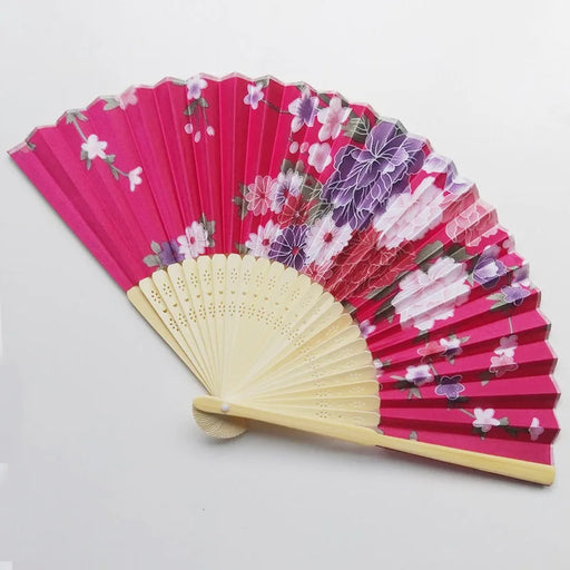 Elegant Handcrafted Foldable Cloth Fans with Bamboo Ribs - Floral Design for Weddings, Parties, and Performance Decor - Lacatang Shop