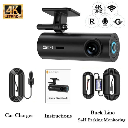 4K Car Dash Cam DVR Recorder Auto Recorder APP Control Black Box WIth - Lacatang Shop