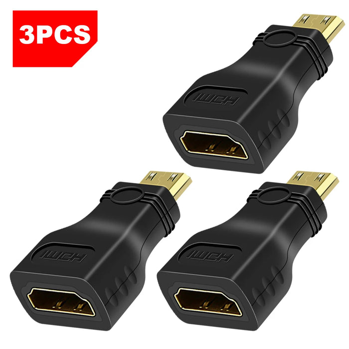 QGeeM Mini HDMI Male to HDMI A Female Adapter - HDMI to Mini HDMI Converter for 4K, 2K, 1080P - Ideal for Mini PC, HDTV, and HD Cameras