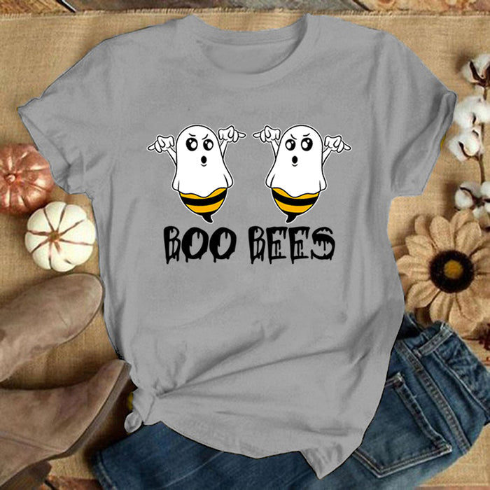 Funny Boo Bees Graphic Tee - Summer Casual Short Sleeve T-Shirt for Women