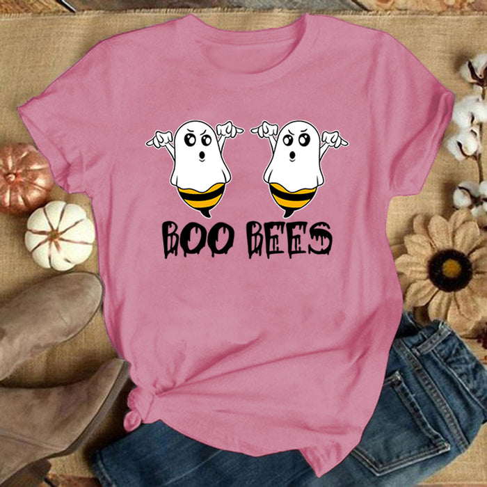 Funny Boo Bees Graphic Tee - Summer Casual Short Sleeve T-Shirt for Women